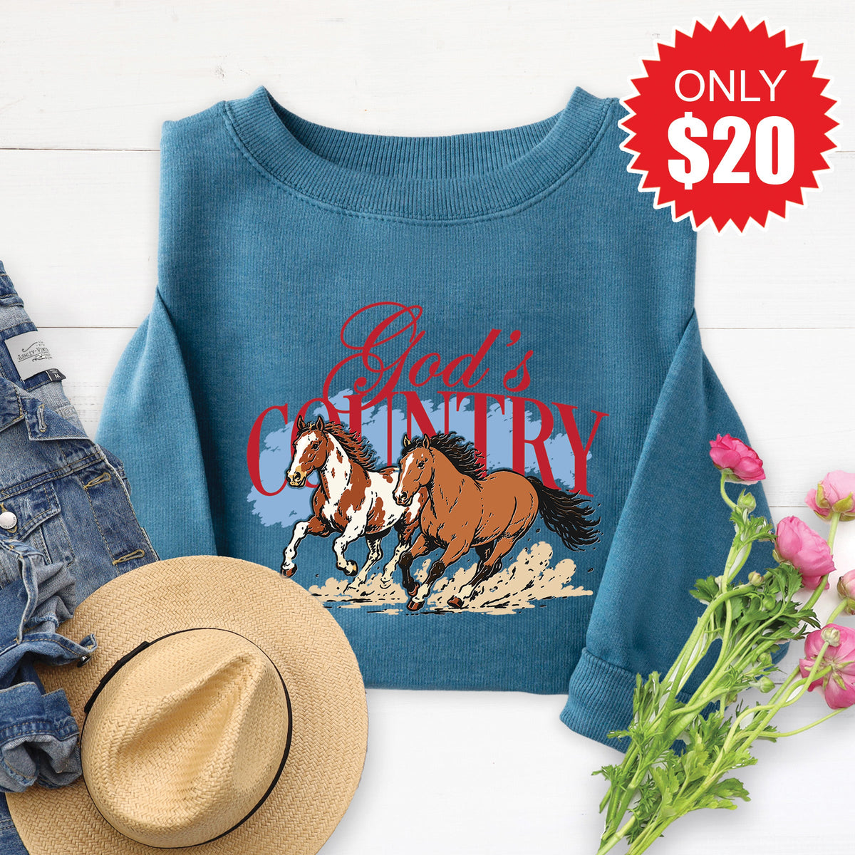 God's Country Sweatshirt - Heather Deep Teal - 20 product image 1