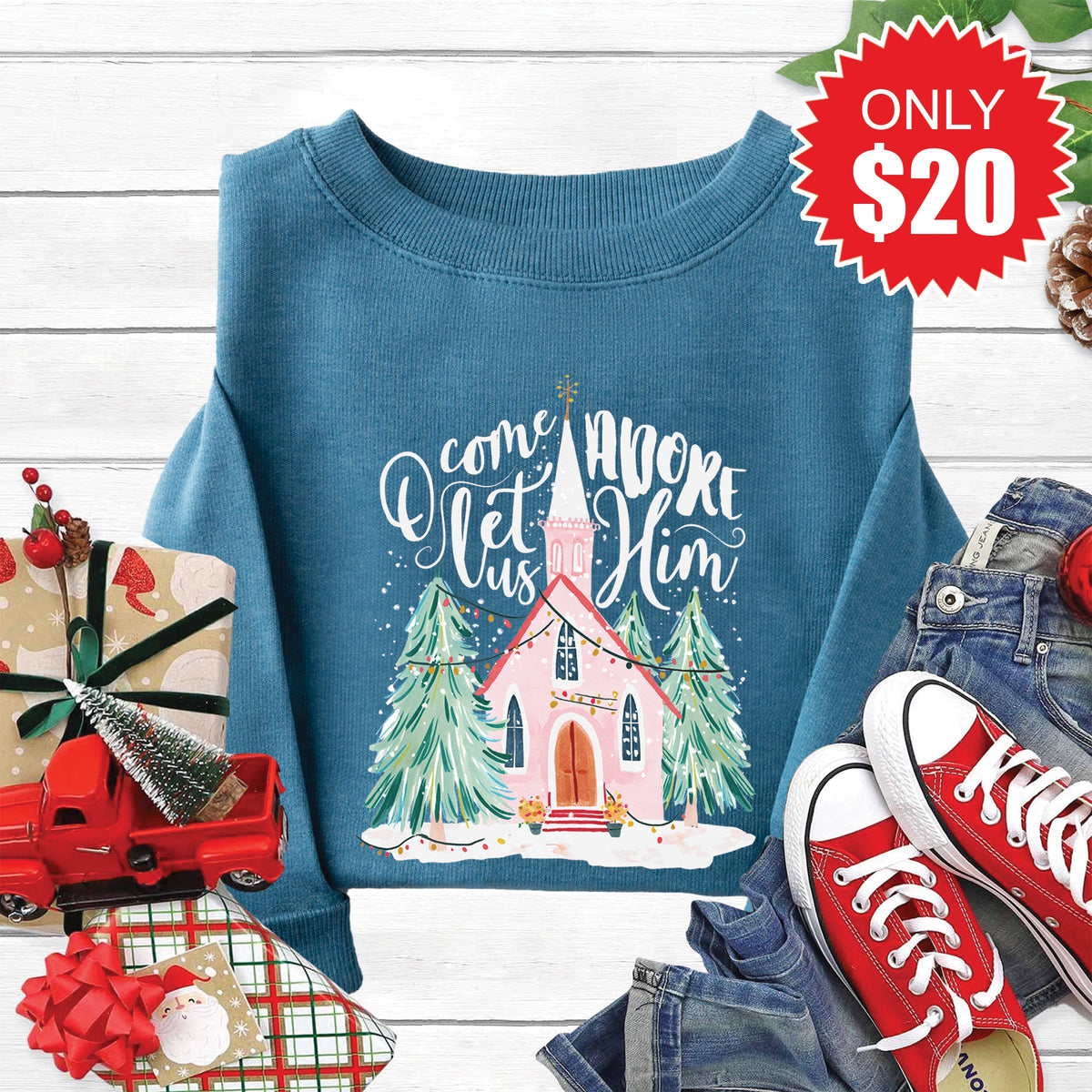 O Come Church Sweatshirt - Heather Deep Teal - 20 product image 1