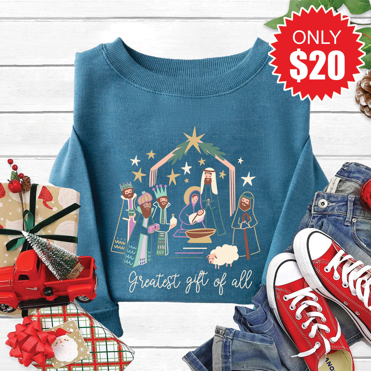 Greatest Gift Of All Sweatshirt - Heather Deep Teal - 20 product image 1