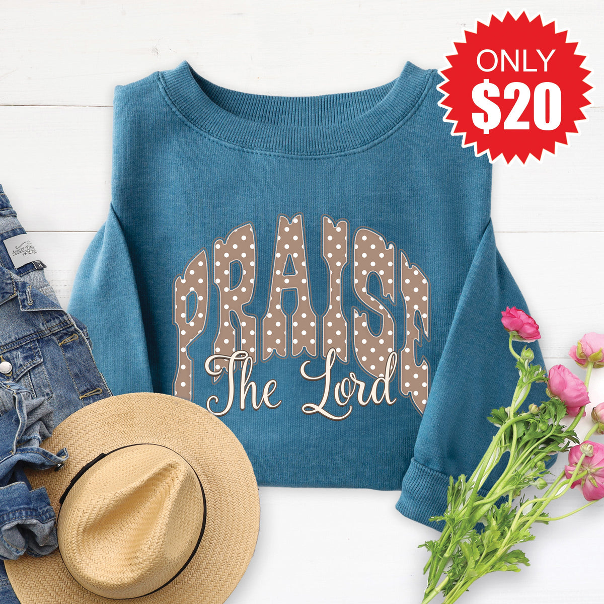 Praise The Lord Sweatshirt - Heather Deep Teal - 20 product image 1