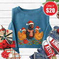 Christmas Chickens Sweatshirt - Heather Deep Teal - 20 product image 1