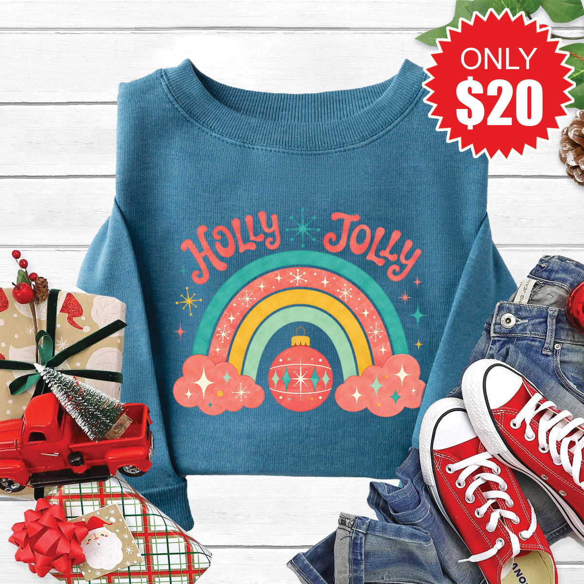Holly Jolly Sweatshirt - Heather Deep Teal - 20 product image 1