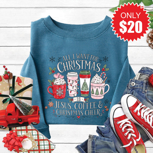 All I Want for Christmas Sweatshirt - Heather Deep Teal - 20 product image 1
