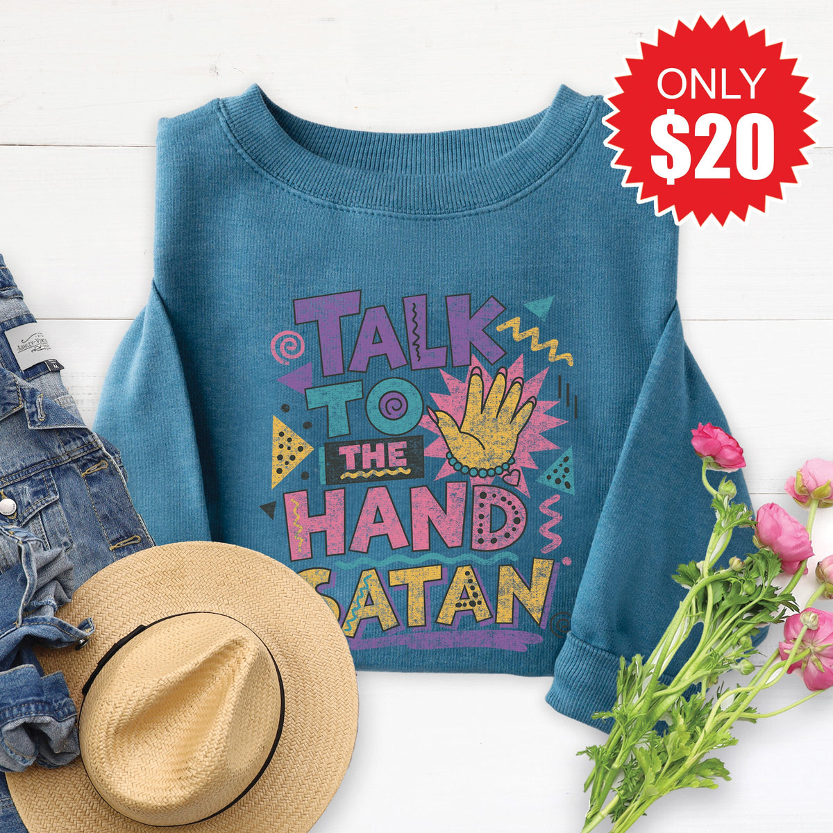 Talk to the Hand Sweatshirt - Heather Deep Teal - 20 product image 1