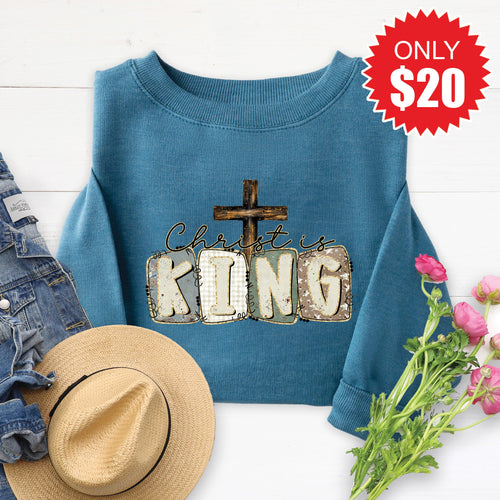 Christ Is King Sweatshirt - Heather Deep Teal - 20 product image 1