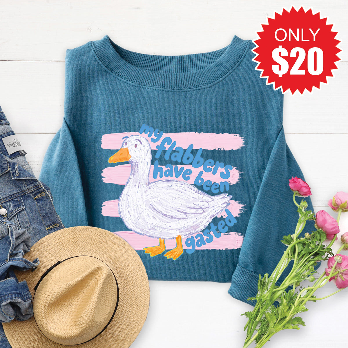 Flabbers Have Been Gasted Sweatshirt - Heather Deep Teal product image 1