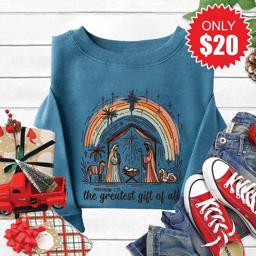 Greatest Gift Sweatshirt - Heather Deep Teal - 20 product image 1