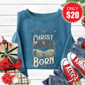 Christ Is Born Sweatshirt - Heather Deep Teal - 20 product image 1