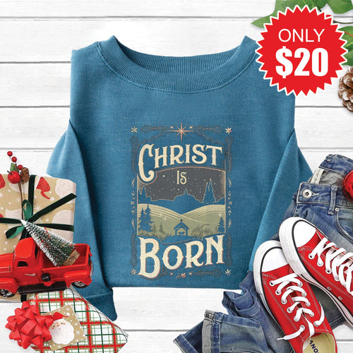 Christ Is Born Sweatshirt - Heather Deep Teal - 20 product image 1
