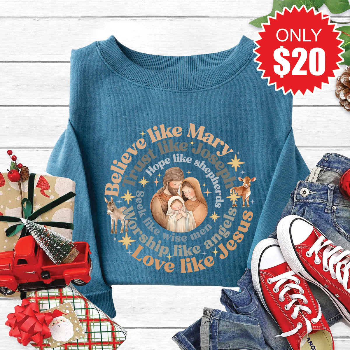 Believe Like Mary Sweatshirt - Heather Deep Teal - 20 product image 1