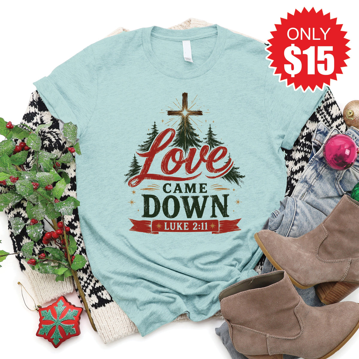 Love Came Down Tee - Heather Dusty Blue - 15 product image 1