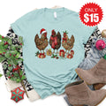 Christmas Chickens Tee - Heather Dusty Blue - 15 product image 1