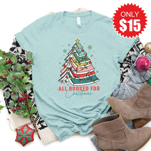 All Booked for Christmas Tee - Heather Dusty Blue - 15 product image 1
