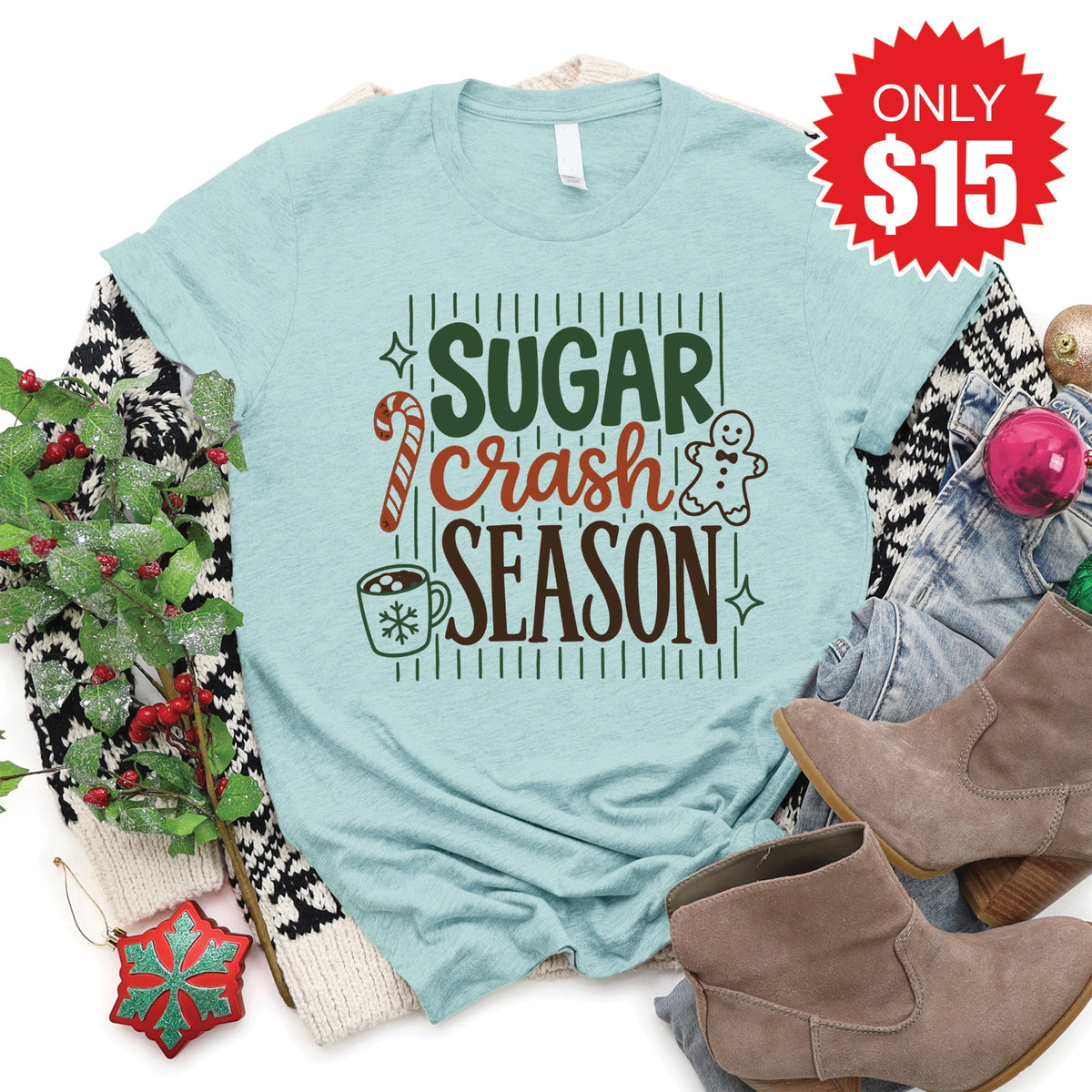 Sugar Crash Tee - Heather Dusty Blue - 15 product image 1