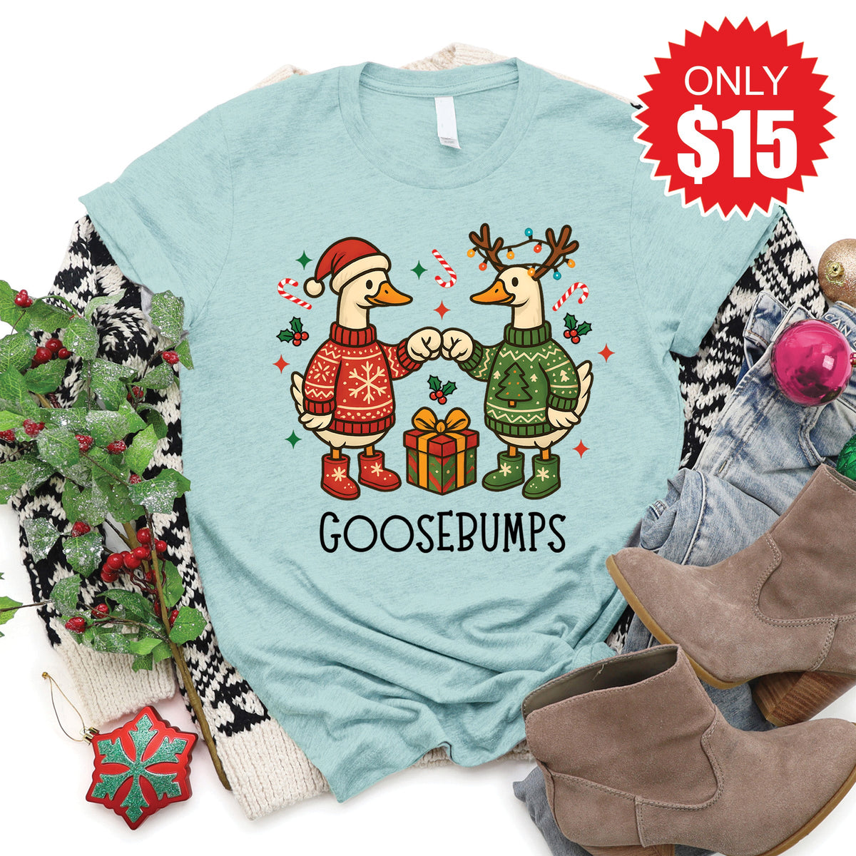 Goosebumps Tee - Heather Dusty Blue - 15 product image 1