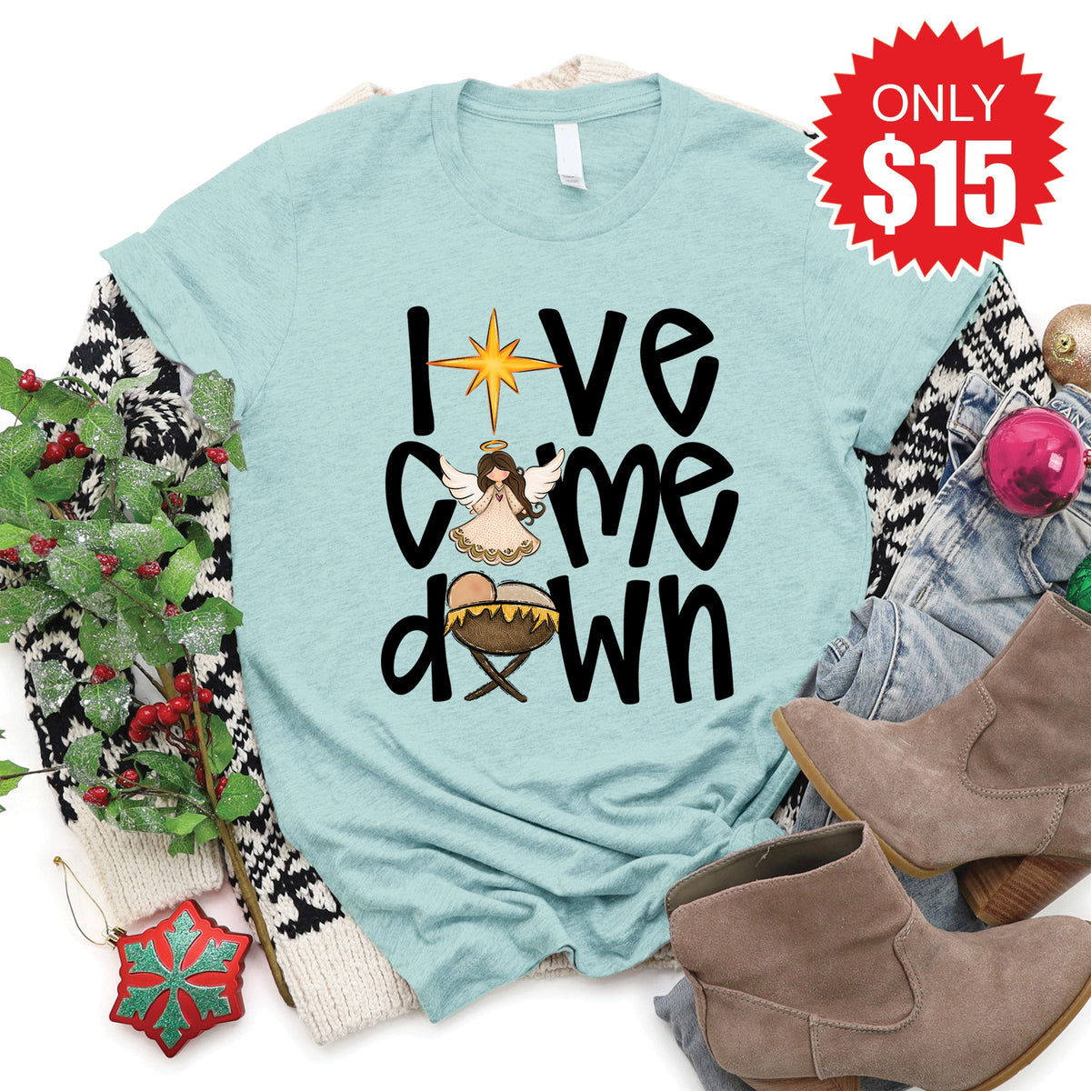 Love Came Down Tee - Heather Dusty Blue - 15 product image 1