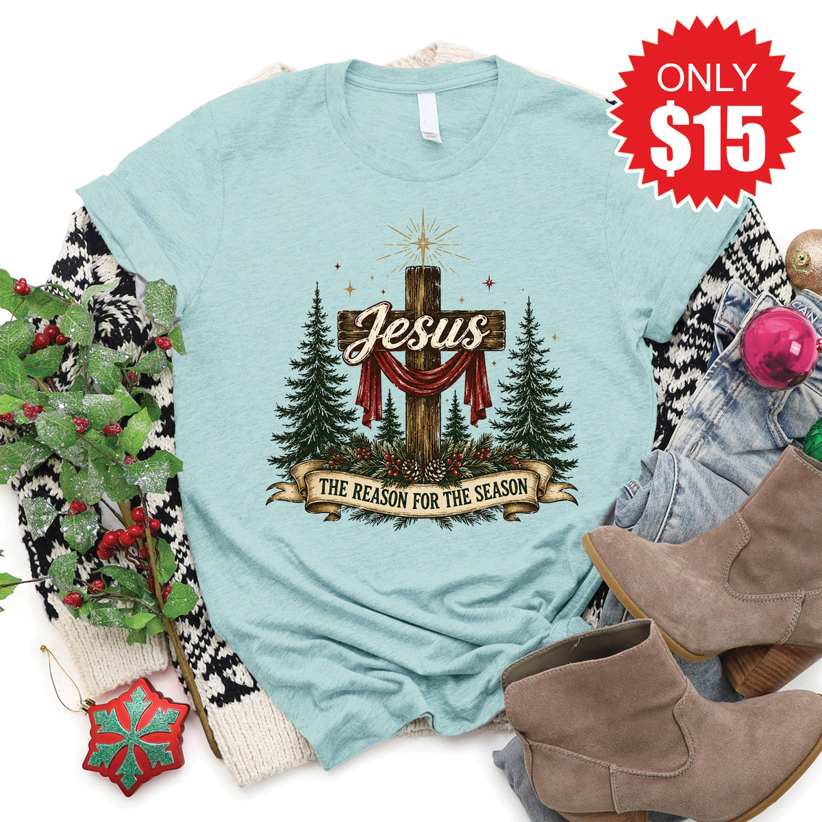 Reason For The Season Tee - Heather Dusty Blue - 15 product image 1