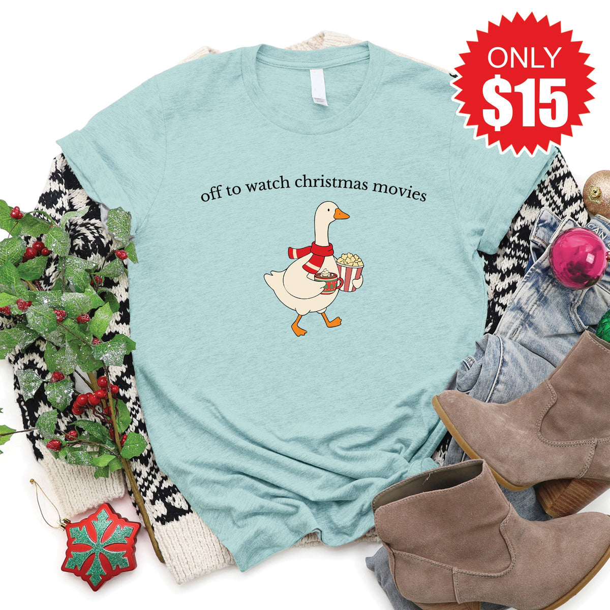 Christmas Movies Tee - Heather Dusty Blue - 15 product image 1
