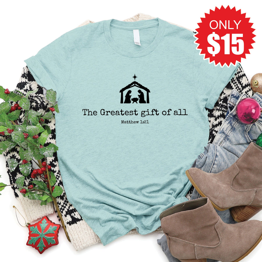 Greatest Gift Tee - Heather Dusty Blue - 15 product image 1