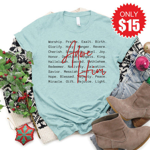 Adore Him Tee - Heather Dusty Blue - 15 product image 1