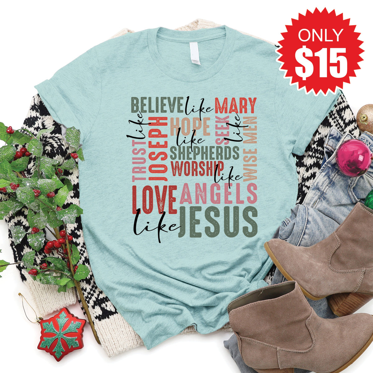 Love Like Jesus Tee - Heather Dusty Blue - 15 product image 1