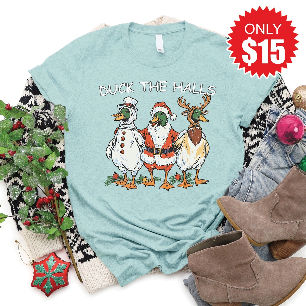 Duck The Halls Tee - Heather Dusty Blue - 15 product image 1