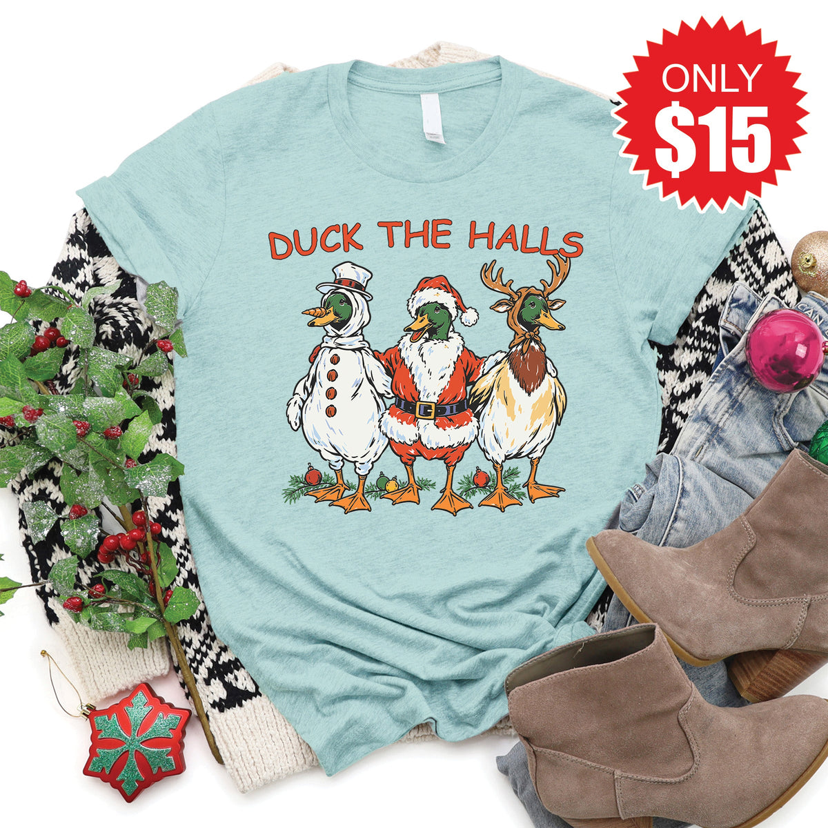 Duck The Halls Tee - Heather Dusty Blue - 15 product image 1