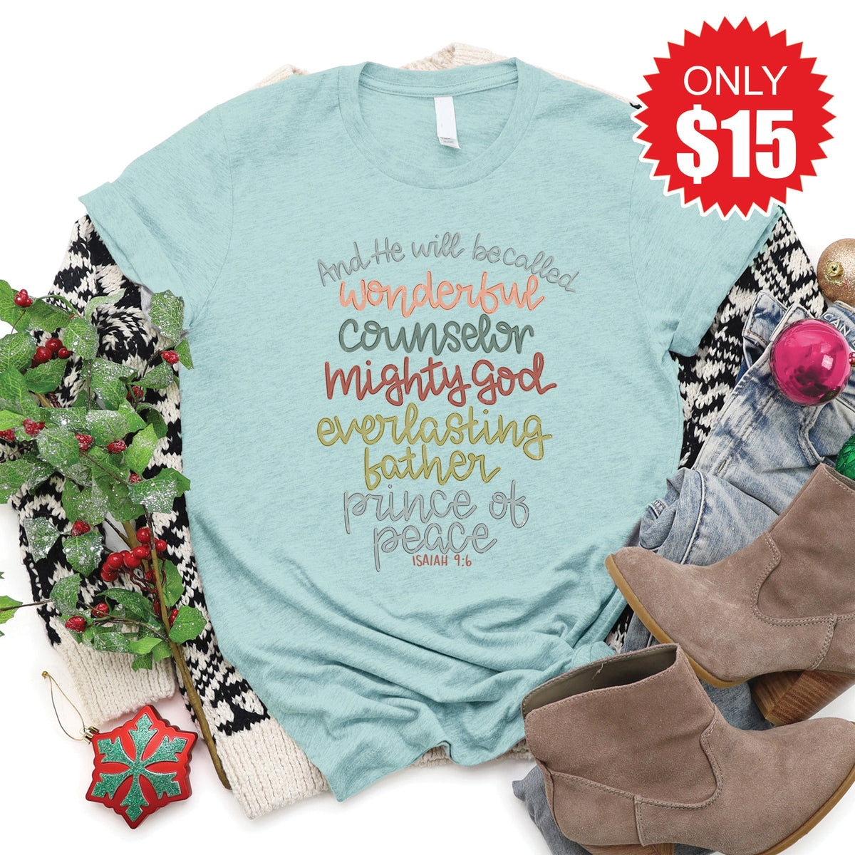 Prince Of Peace Tee - Heather Dusty Blue - 15 product image 1