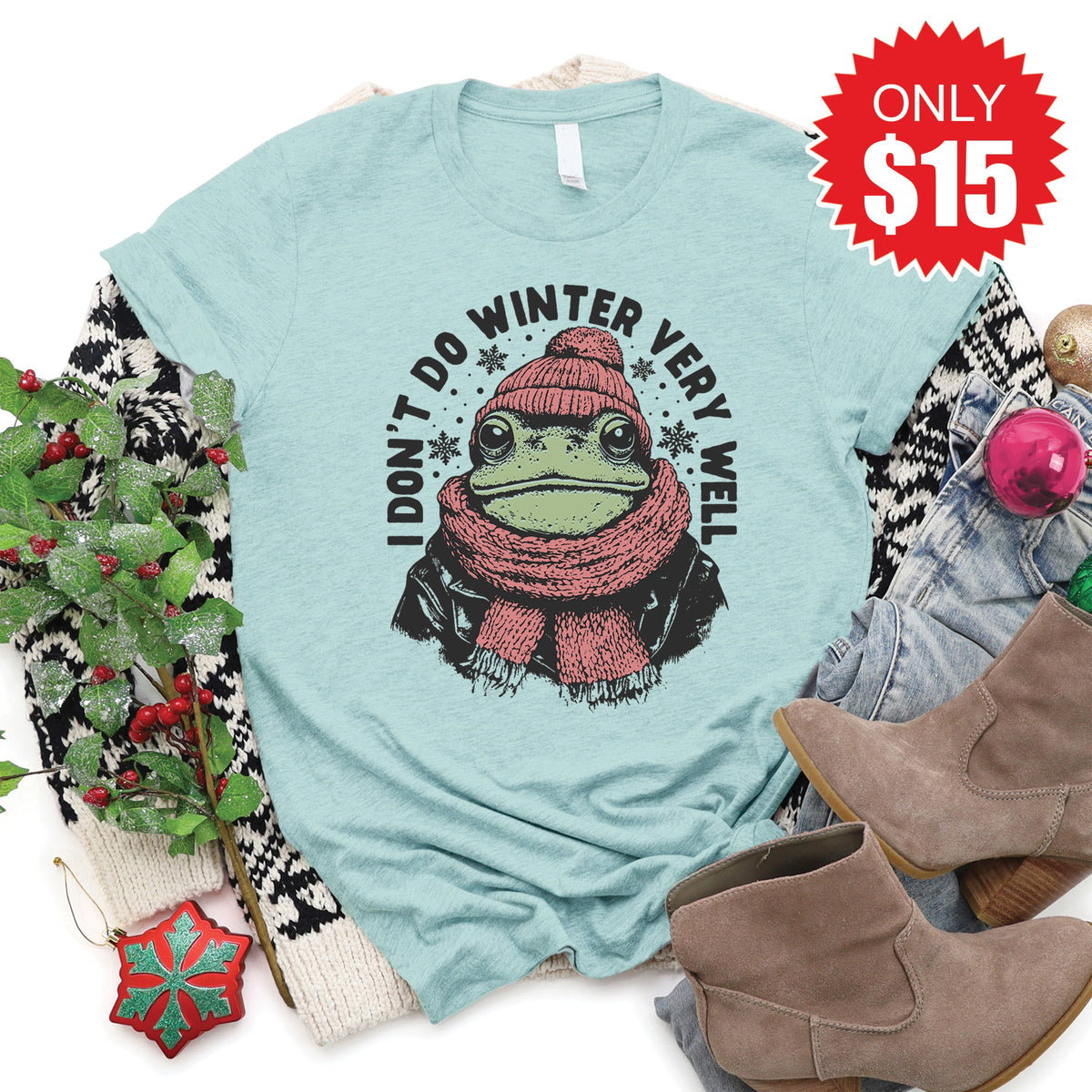 I Don't Do Winter Tee - Heather Dusty Blue - 15 product image 1