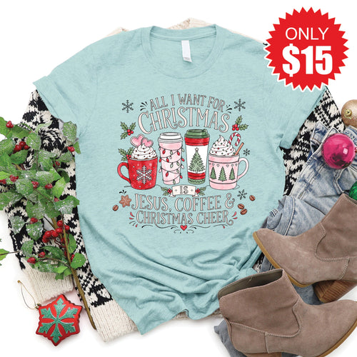All I Want for Christmas Tee - Heather Dusty Blue - 15 product image 1