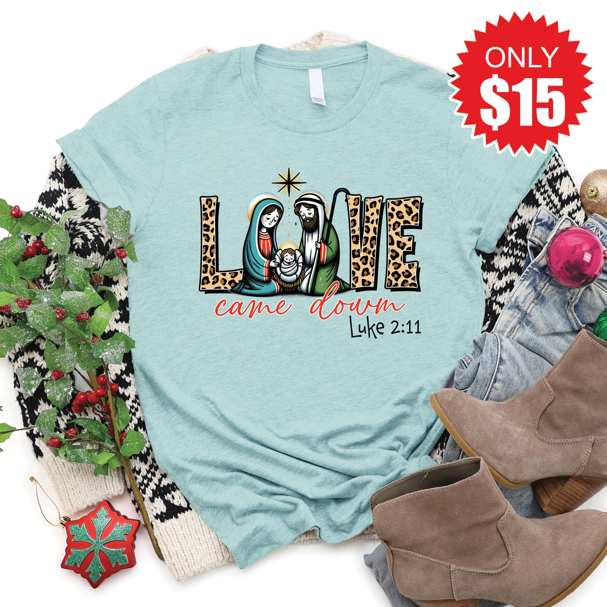 Love Came Down Tee - Heather Dusty Blue - 15 product image 1
