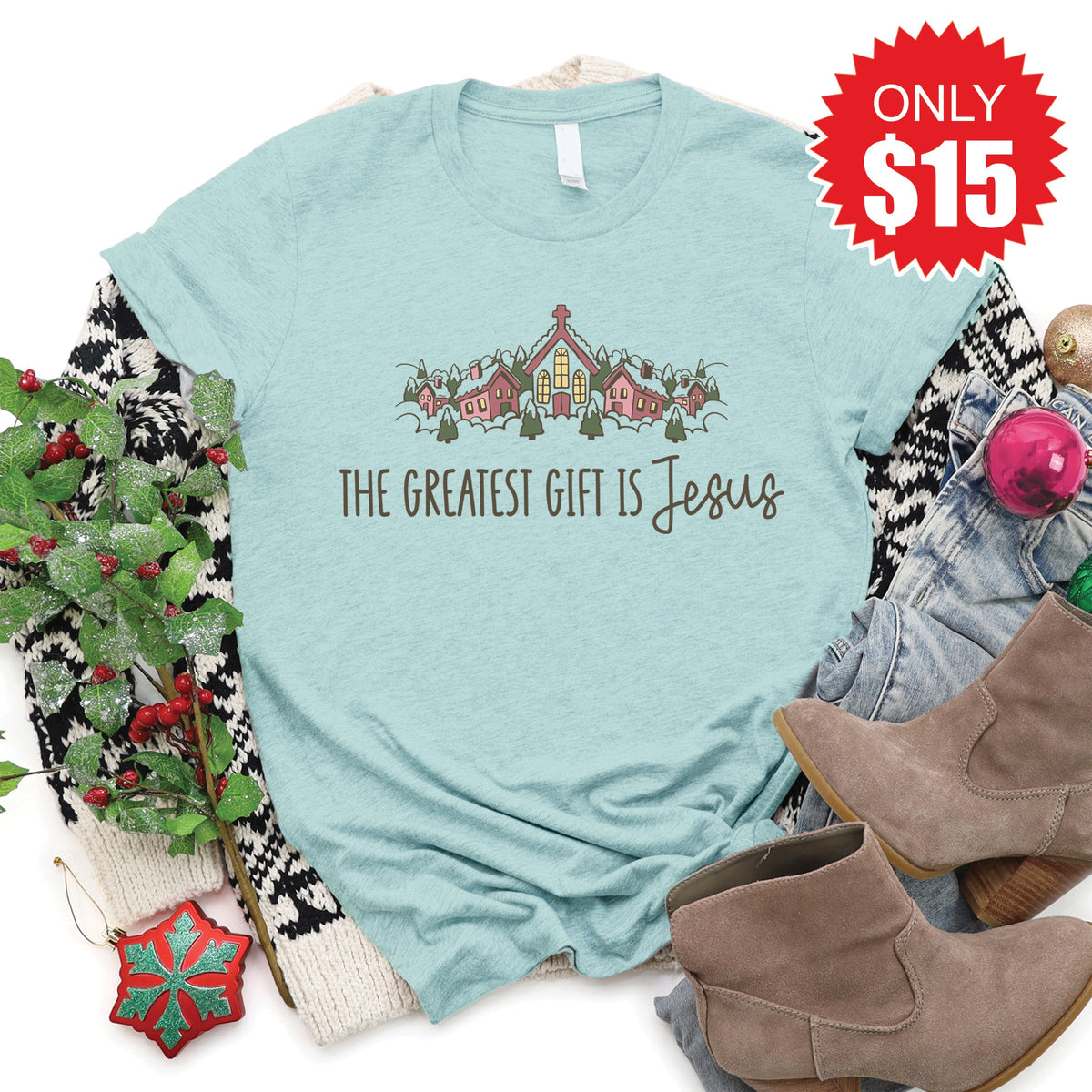 The Greatest Gift Tee - Heather Dusty Blue - 15 product image 1