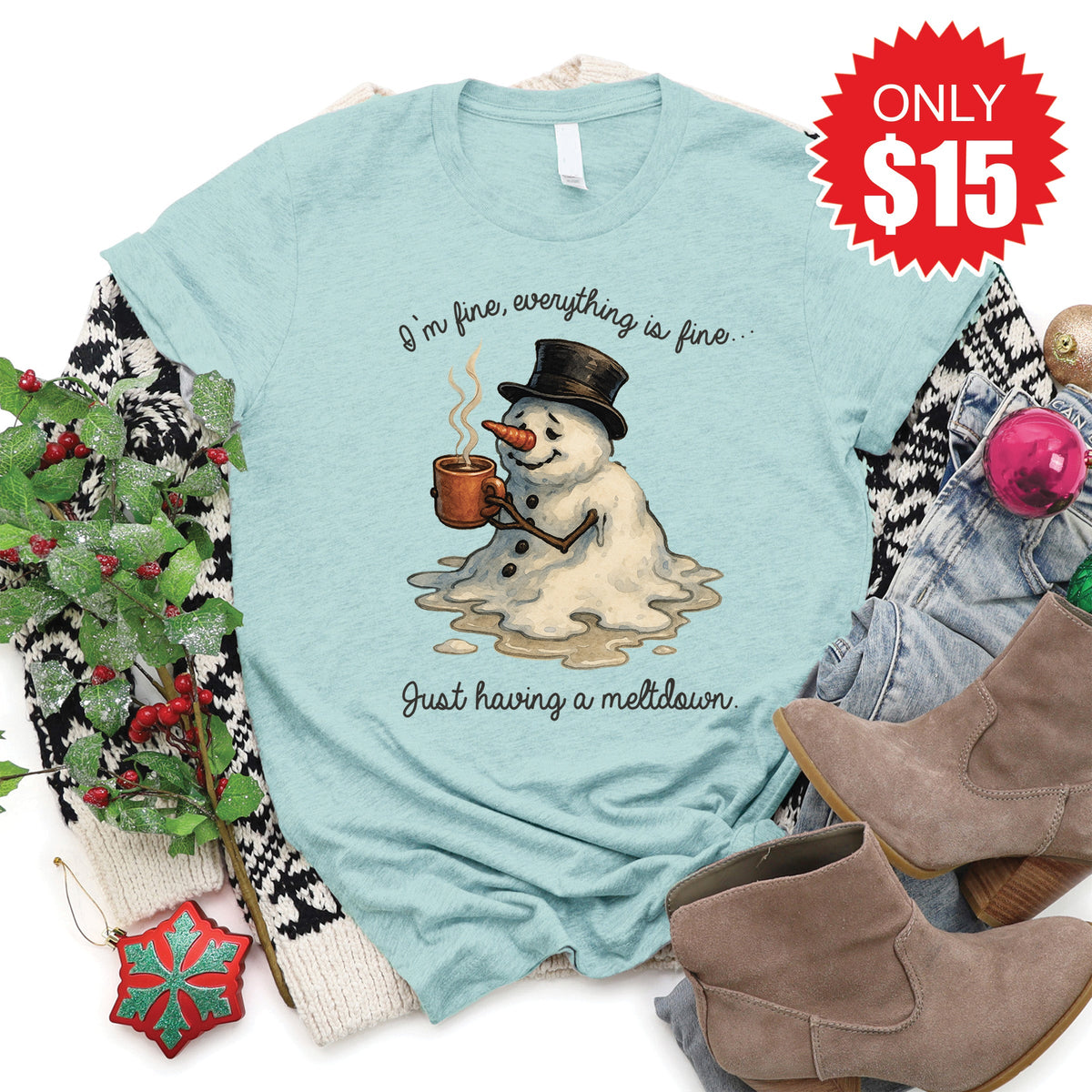Having a Meltdown Tee - Heather Dusty Blue - 15 product image 1