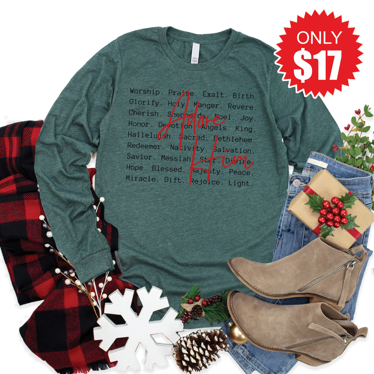 Adore Him Long Sleeve - Heather Forest - 17 product image 1