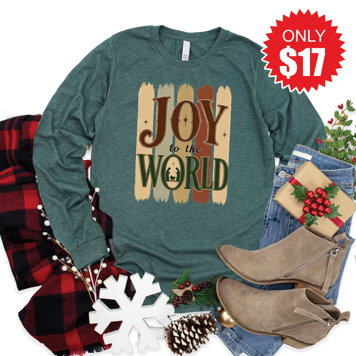 Joy To The World Long Sleeve - Heather Forest - 17 product image 1