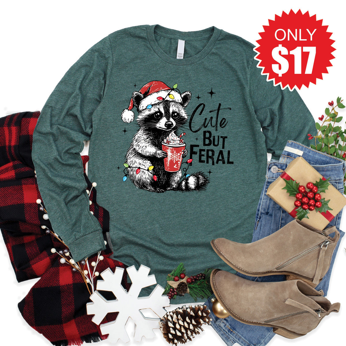 Cute But Feral Long Sleeve - Heather Forest - 17 product image 1