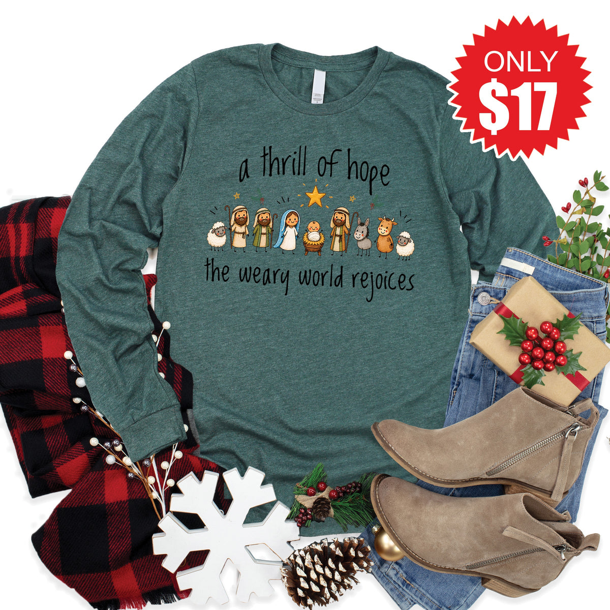 A Thrill Of Hope Long Sleeve - Heather Forest - 17 product image 1