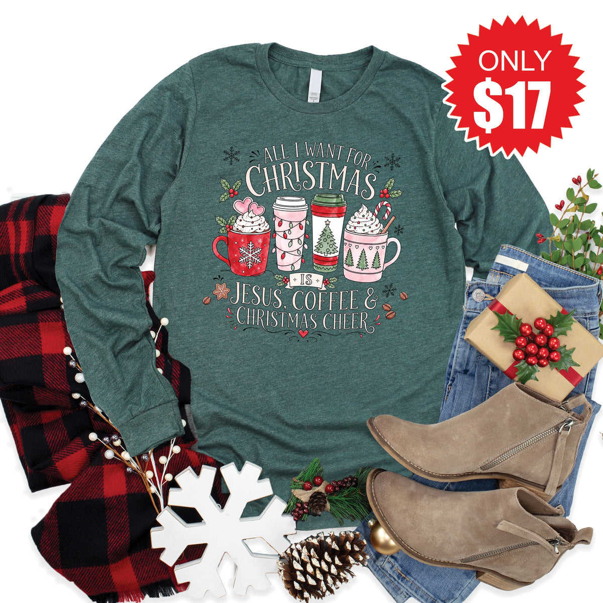 All I Want for Christmas Long Sleeve - Heather Forest - 17 product image 1