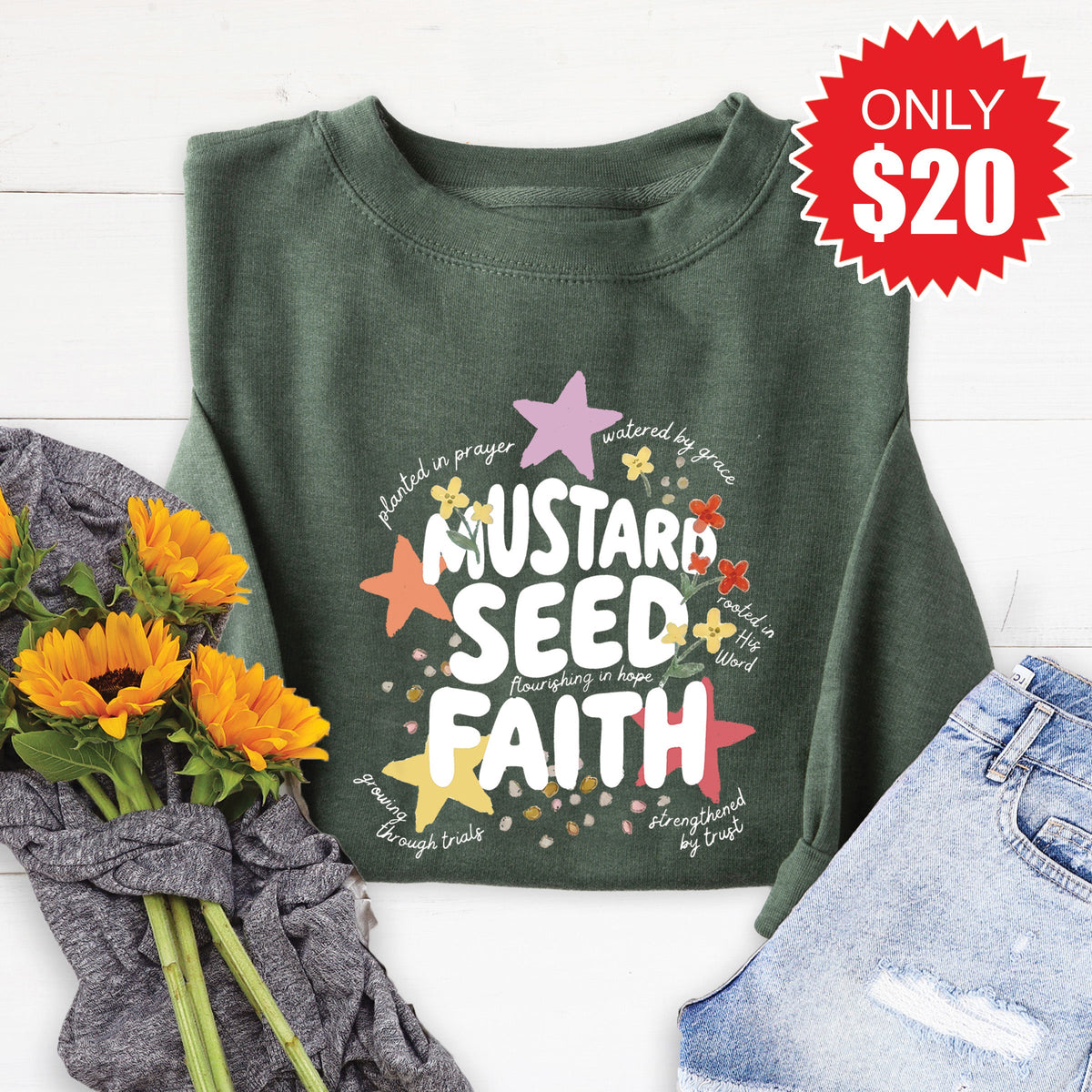 Mustard Seed Sweatshirt - Heather Forest - 20 product image 1