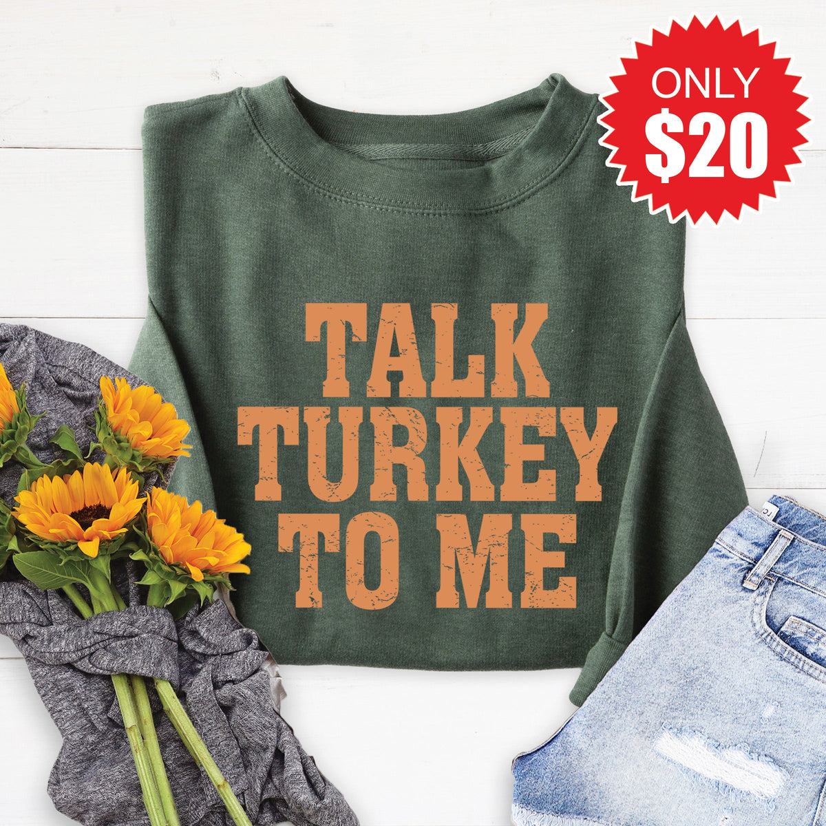 Talk Turkey To Me Sweatshirt - Heather Forest - 20 product image 1