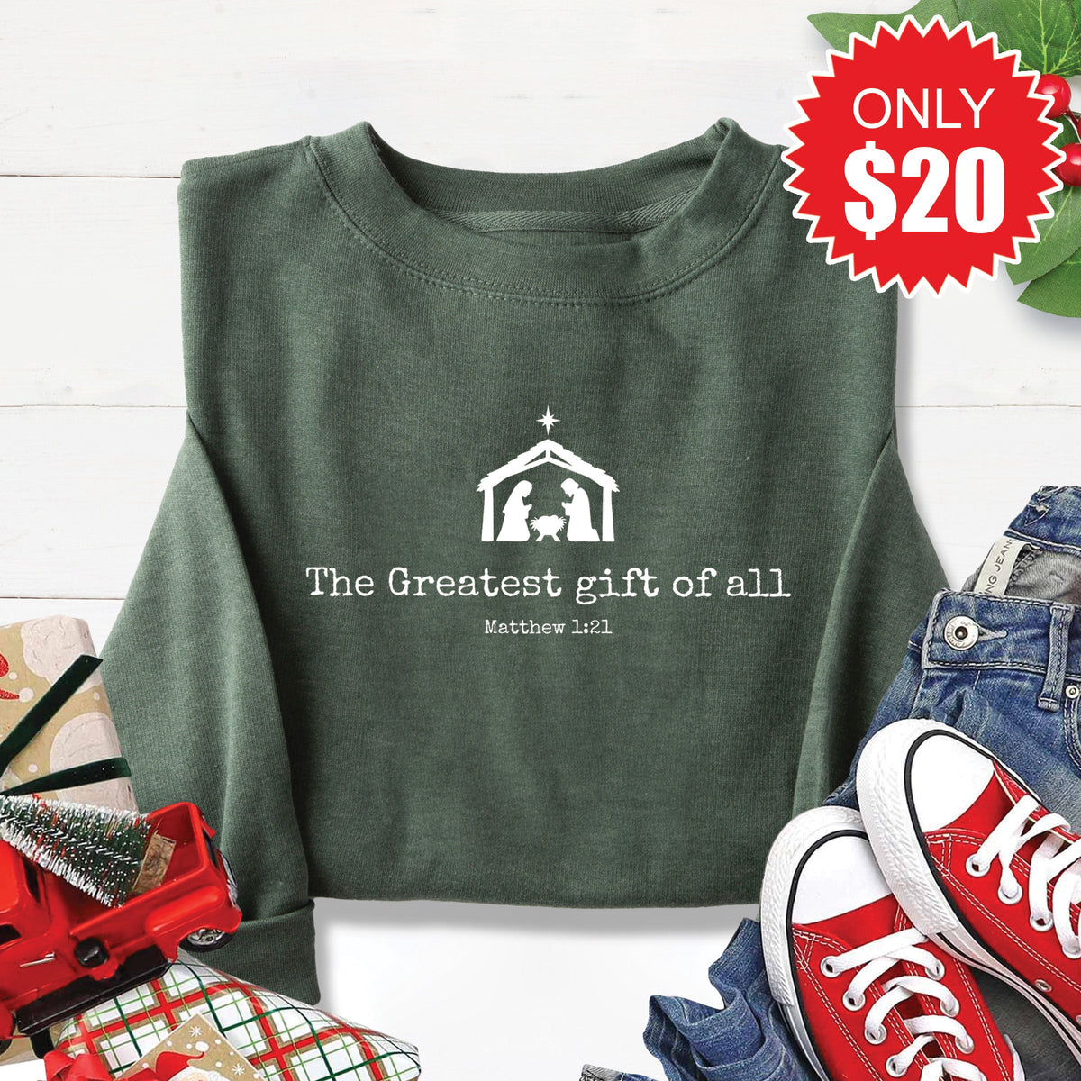 Greatest Gift Sweatshirt - Heather Forest - 20 product image 1