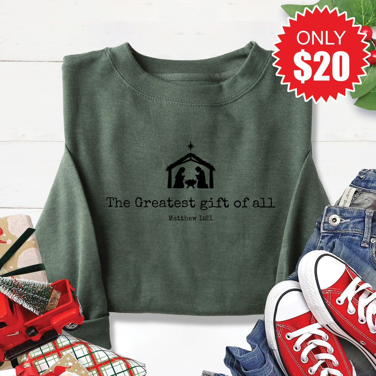 Greatest Gift Sweatshirt - Heather Forest - 20 product image 1