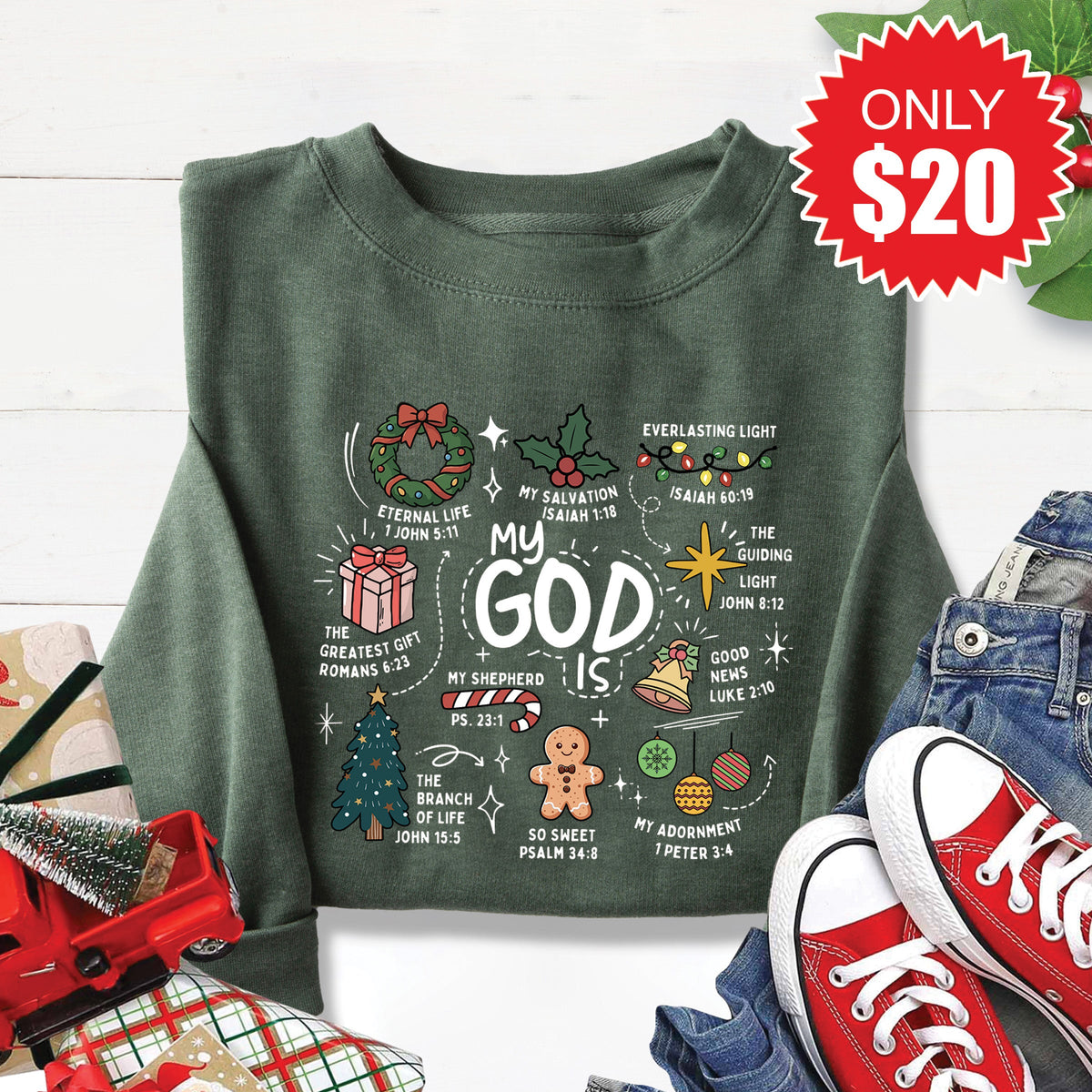 My God Is Sweatshirt - Heather Forest - 20 product image 1