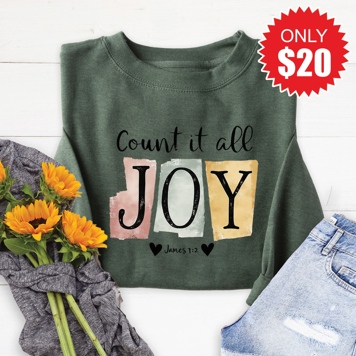 Count It All Joy Sweatshirt - Heather Forest - 20 product image 1