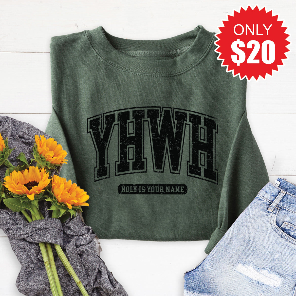 YHWH Sweatshirt - Heather Forest - 20 product image 1