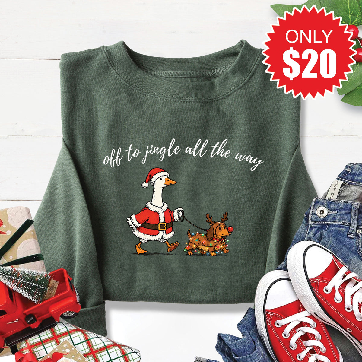 Jingle All The Way Sweatshirt - Heather Forest - 20 product image 1