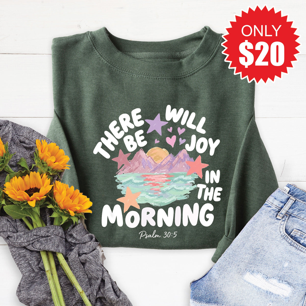 There Will Be Joy Sweatshirt - Heather Forest - 20 product image 1