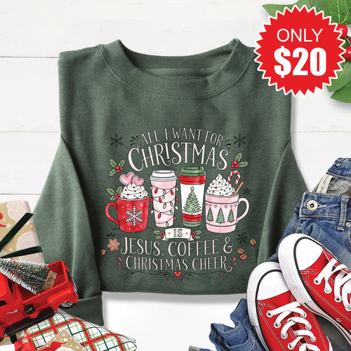 All I Want for Christmas Sweatshirt - Heather Forest - 20 product image 1