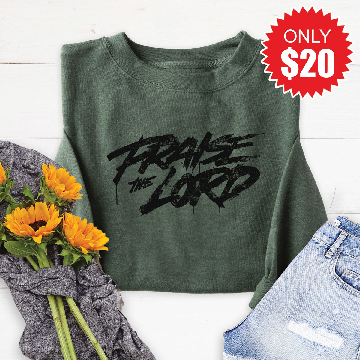 Praise The Lord Sweatshirt - Heather Forest - 20 product image 1