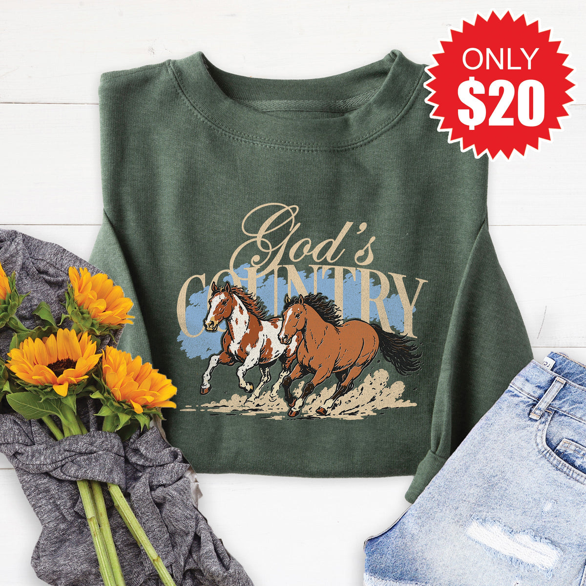 God's Country Sweatshirt - Heather Forest - 20 product image 1